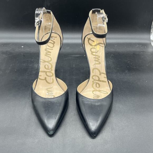 Sam Edelman Harlow womens black Leather Point Toe Ankle Strap heels size 10M - Picture 3 of 7